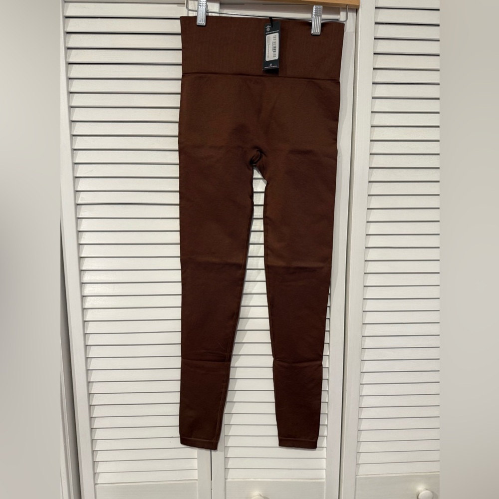 Brown Seamless High-Waisted Leggings